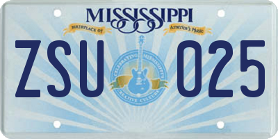 MS license plate ZSU025