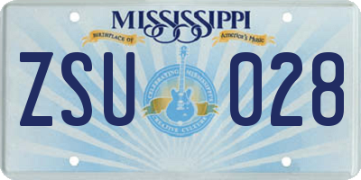 MS license plate ZSU028