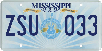 MS license plate ZSU033