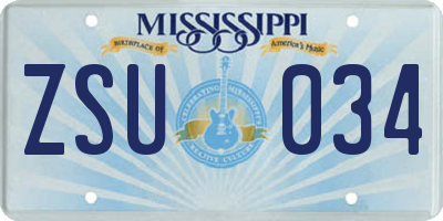 MS license plate ZSU034