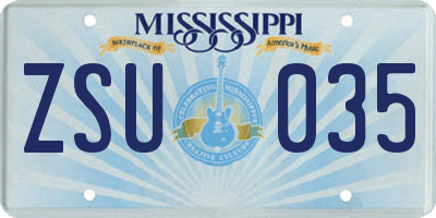 MS license plate ZSU035