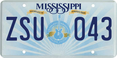 MS license plate ZSU043
