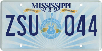MS license plate ZSU044