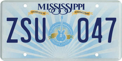 MS license plate ZSU047