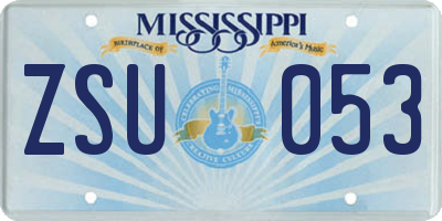 MS license plate ZSU053