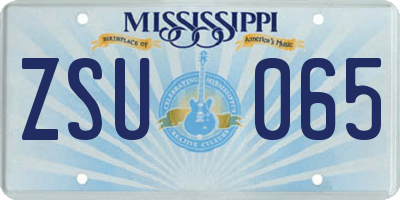 MS license plate ZSU065