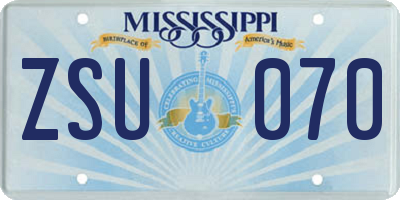 MS license plate ZSU070