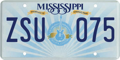 MS license plate ZSU075