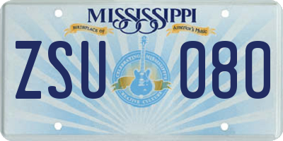 MS license plate ZSU080