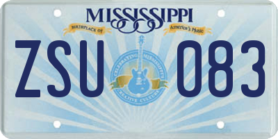 MS license plate ZSU083