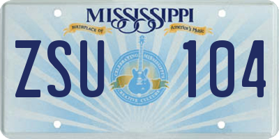 MS license plate ZSU104