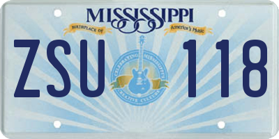 MS license plate ZSU118