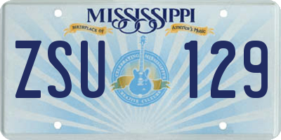 MS license plate ZSU129
