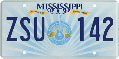 MS license plate ZSU142