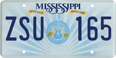 MS license plate ZSU165