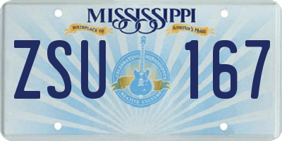 MS license plate ZSU167