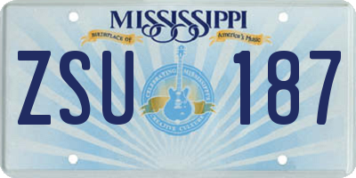 MS license plate ZSU187