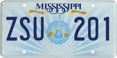 MS license plate ZSU201