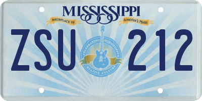 MS license plate ZSU212