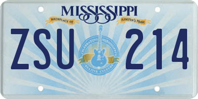 MS license plate ZSU214