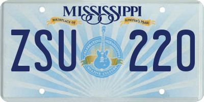 MS license plate ZSU220