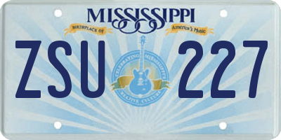 MS license plate ZSU227