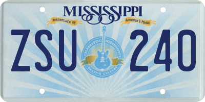 MS license plate ZSU240