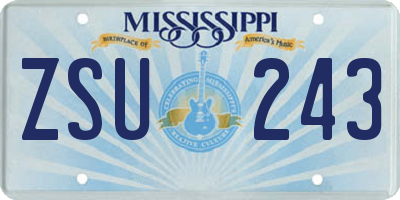 MS license plate ZSU243