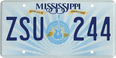 MS license plate ZSU244