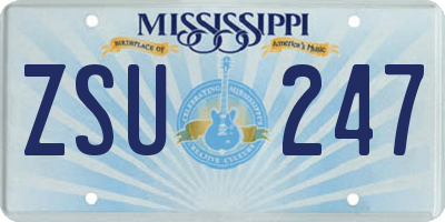 MS license plate ZSU247