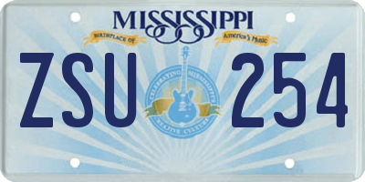 MS license plate ZSU254