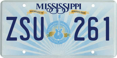MS license plate ZSU261