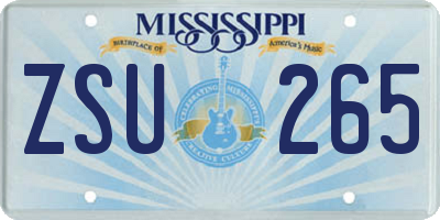 MS license plate ZSU265