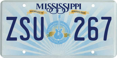 MS license plate ZSU267