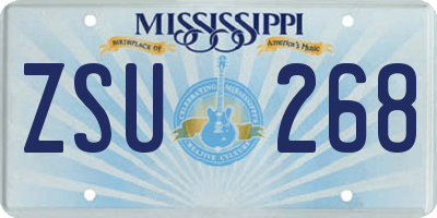 MS license plate ZSU268