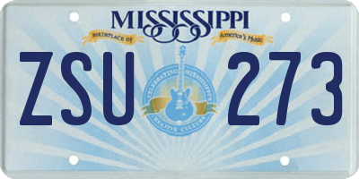 MS license plate ZSU273