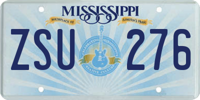 MS license plate ZSU276