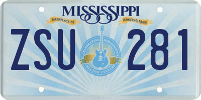 MS license plate ZSU281