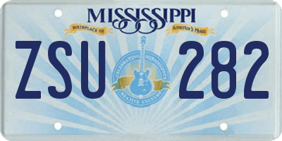 MS license plate ZSU282