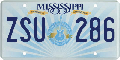 MS license plate ZSU286