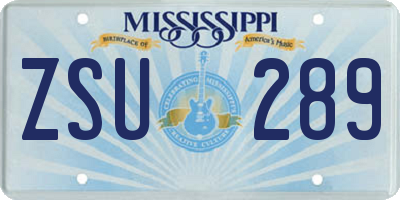MS license plate ZSU289