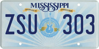 MS license plate ZSU303