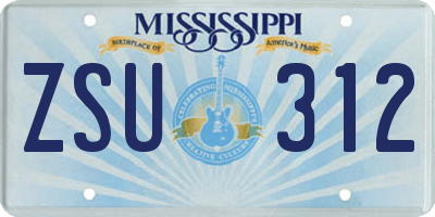 MS license plate ZSU312