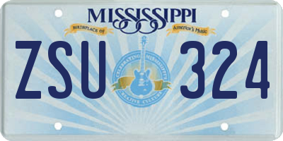 MS license plate ZSU324