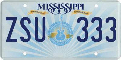 MS license plate ZSU333