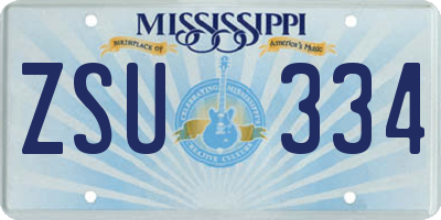 MS license plate ZSU334