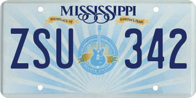 MS license plate ZSU342
