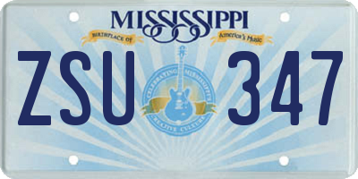MS license plate ZSU347