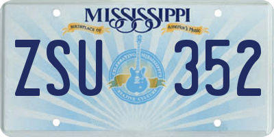 MS license plate ZSU352