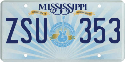 MS license plate ZSU353
